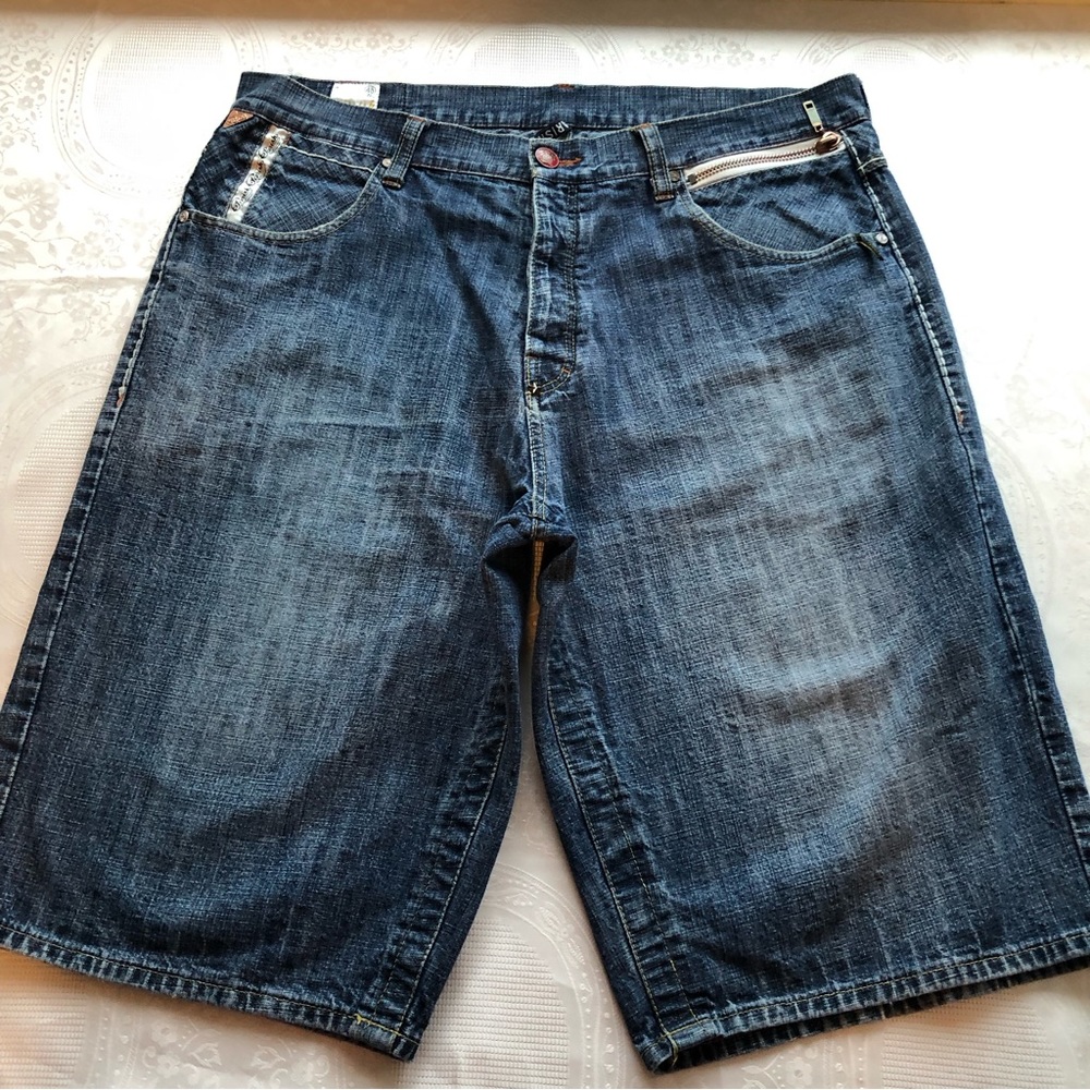 PARISH Health Wealth Wisdom Men’s Size 40 Blue Jeans Denim Shorts Classic-Fit